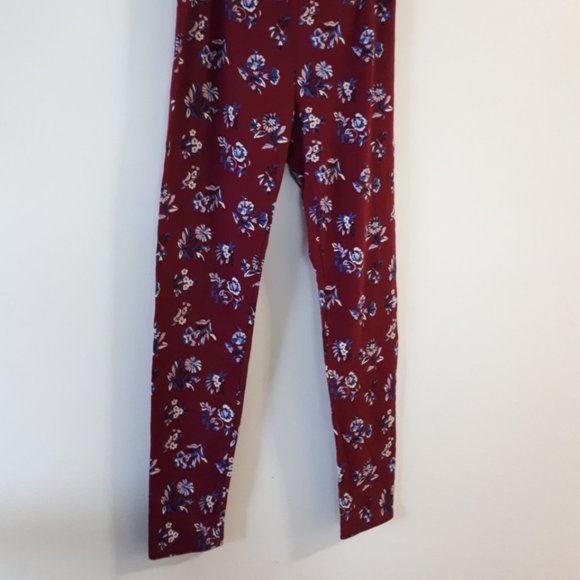 Floral Burgundy Leggings - Picture 2 of 2
